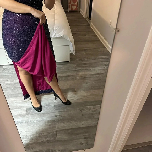Cache Maxi Gown Dress 100% Silk Slip Beaded Pink Purple Formal 90s Y2K Small - Picture 13 of 17